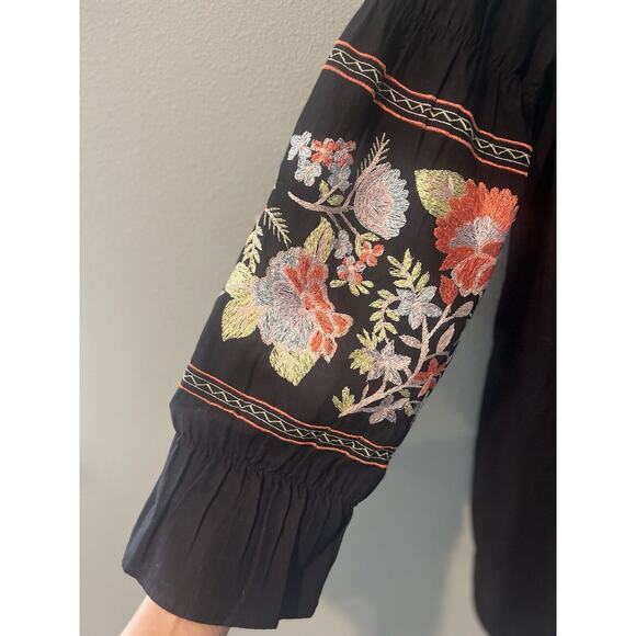 Free People Fleur DuJour Mini Black Puff Sleeve Off Shoulder Dress Women Size XS - Picture 3 of 5